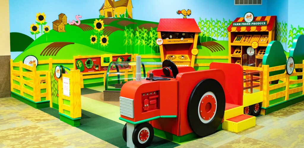 Toddler play area with tractor